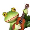 Yousheng Guitar Player Frog Statue Resin Lying Frog Ornament Garden Frog Figurine for Plant Pot Outdoor Indoor Shelf Desk