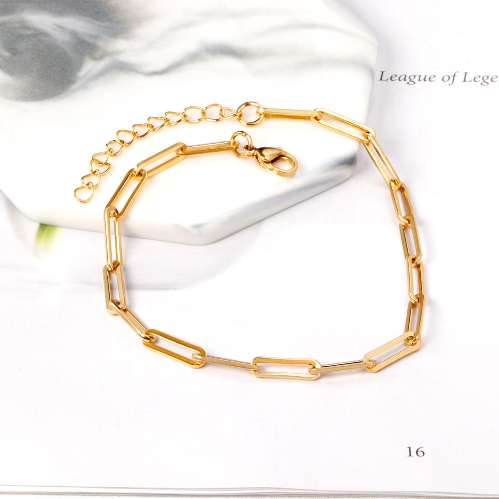 Gold Paperclip Chain Ankle Bracelet Jewelry For Beach Vacation And Summer Holiday