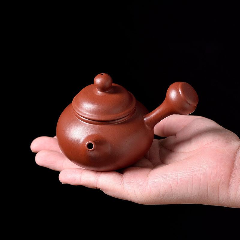 All Hand-pulled Pot Zhu Clay Pot Zisha Pot Bubble Teapot Household Small Side Handle Pot Kung Fu Tea Set