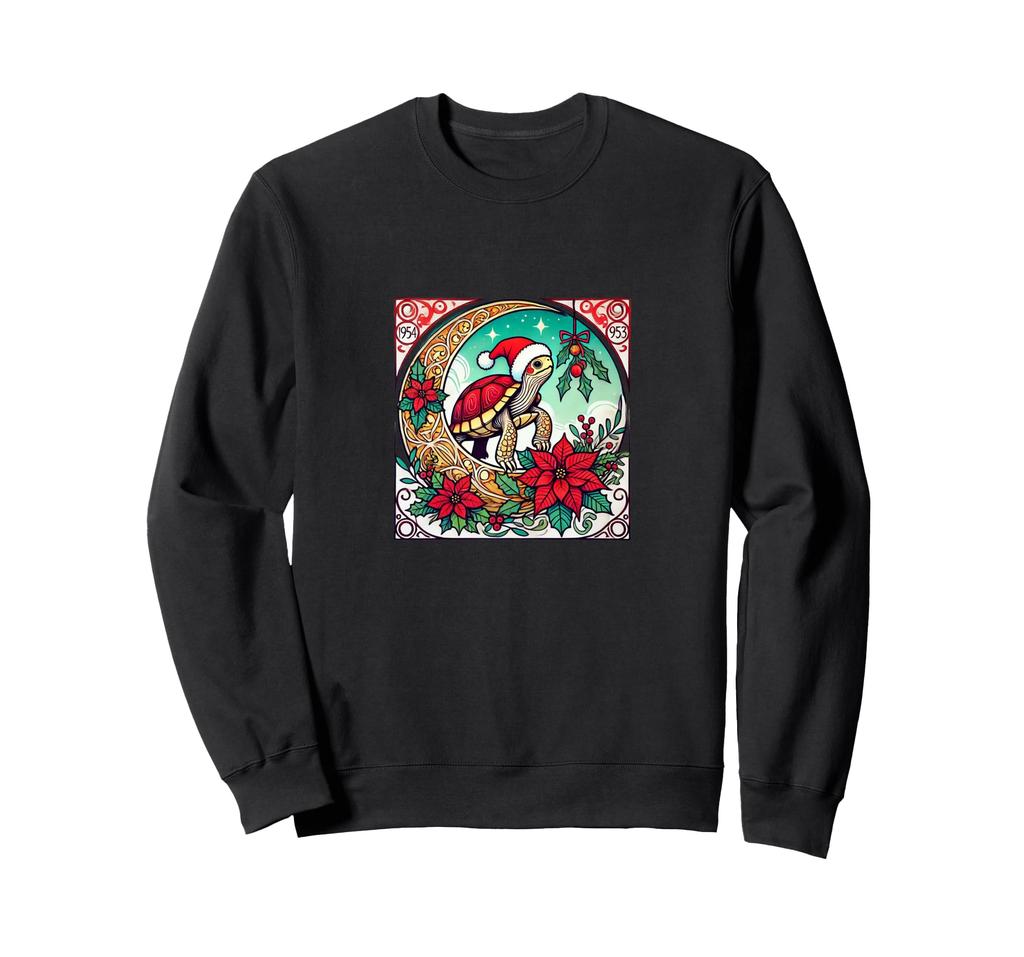 Jul boks skilpadde nisselue illustrasjon art nouveau genser