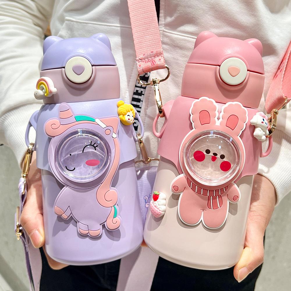 520ML Kids Stainless Steel Thermos Cup Childrens Hot Water Cup Portable Thermos Bottle Cartoon Thermos Bottle Insulation Cup
