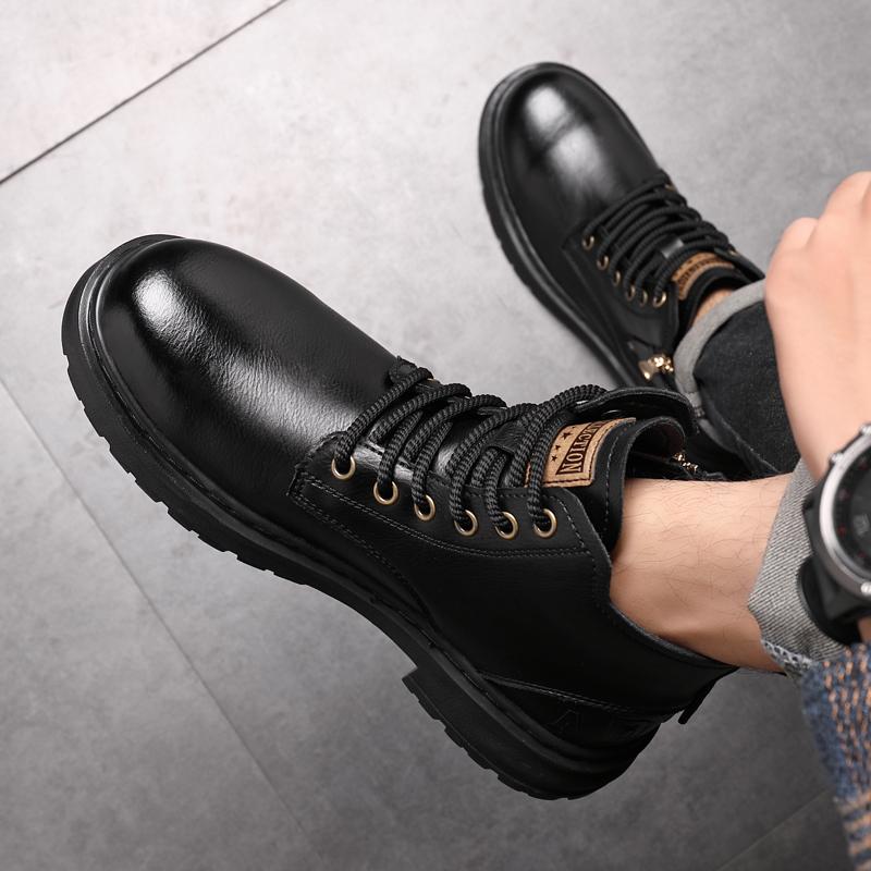 Fashion 2024 New British Style Ankle Boots Men Outdoor Shoes Cargo Wear Casual High Quality Leather Boots Men's Non-slip Motorized Boots