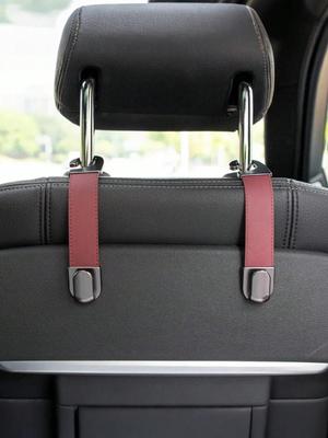 1Pc Hidden Car Seat Back Hook - Metal & Leather Material, Foldable Scratch-Resistant Alloy Hook, Ideal for Rear Seat Storage