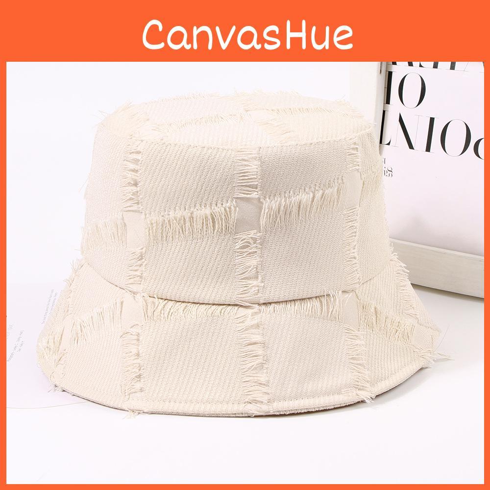 Chic Vintage Grid Edge Fisherman Hat Women Summer Wide Brim Sun Protection Cap