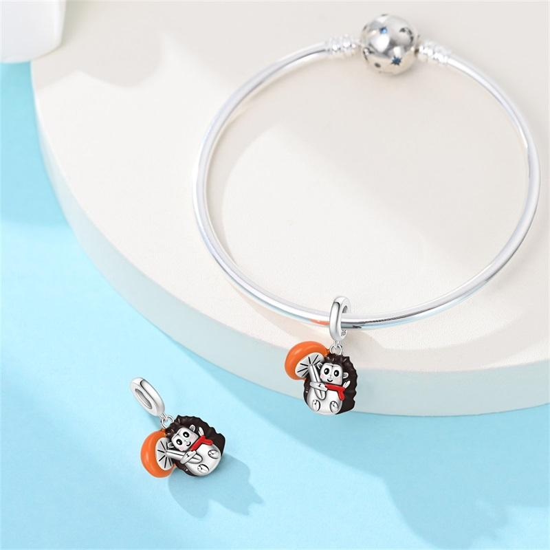 Copper Mushroom Hedgehog Pendant Charms Jewellery Fit Original Bracelet Necklace For Women Diy Gift