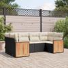 Vidaxl 6-Cz. Tuinmeubelset met Kussens, Zwart Polyrattan