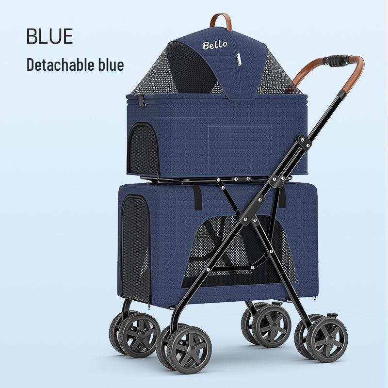 Bello Foldable Pet Stroller: One-Button Folding Cat and Small Dog Double-Layer Travel Stroller for Bichon.