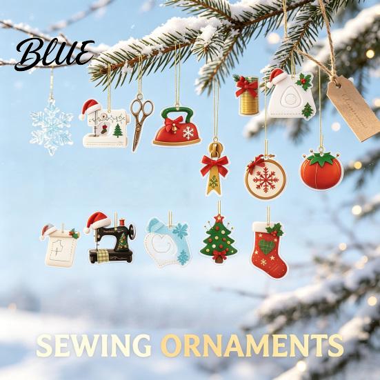 Vintage Christmas Hanging Acrylic Ornaments Calendar with Sewing Advent Decorations 2026 Sewing‑Themed 2D 24‑Days Machine