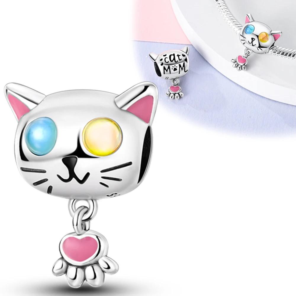 Heterochromic Eyes Cat Charm Bead Components Copper Metal Authentic Original Bead Components Compatible With Authentic Original Charm Bead Components
