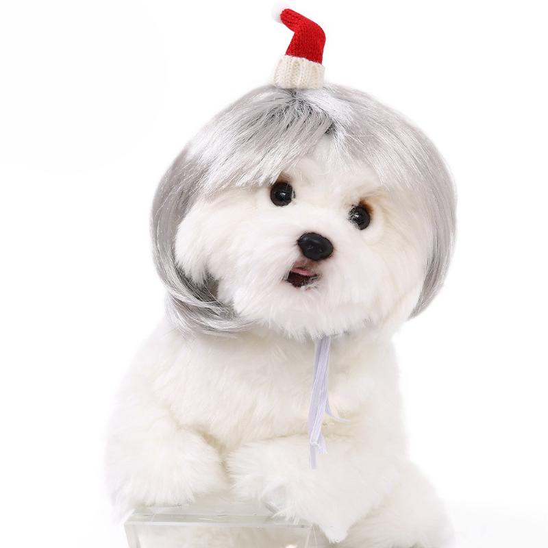 Pet Hat Wig Cover Dog/Cat Cosplay Spoof Wig Pet Headwear Supplies Accessories Curly Hair Straight Hair Diy Hand Woven Hair Wig