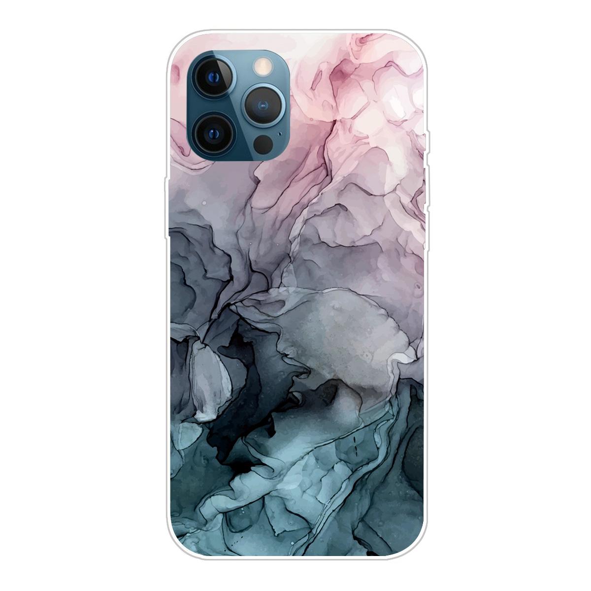 

For iPhone 15 Pro Max Shockproof IMD TPU Cell Phone Case Abstract Marble Printed Mobile Phone Back Cover Style G
