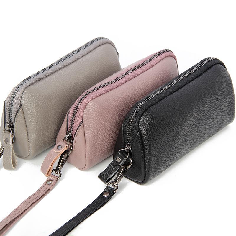 Elegant Long Women's Genuine Leather Clutch Wallet with Thin Korean Style Zipper