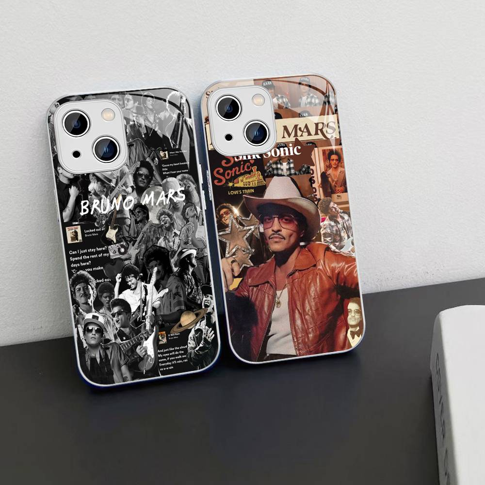 B-Bruno M-Mars Singer Tempered Glass For Iphone 14 13 12 11 Pro Mini XS MAX 14Plus X XS XR Fundas