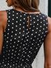 New Elegant Women's Polka Dot Sleeveless Long Dress Round Neck Layered Ruffle Flowing Long Dress High Waist Summer Vacation Casual Beach Dress