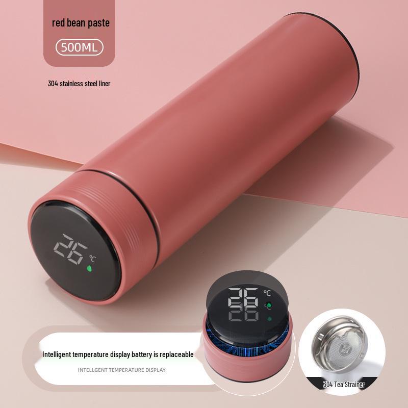 Smart Ceramic-Lined 304 Stainless Steel Insulated Cup - Simple Solid Color, Straight Body, Portable Office Gift.