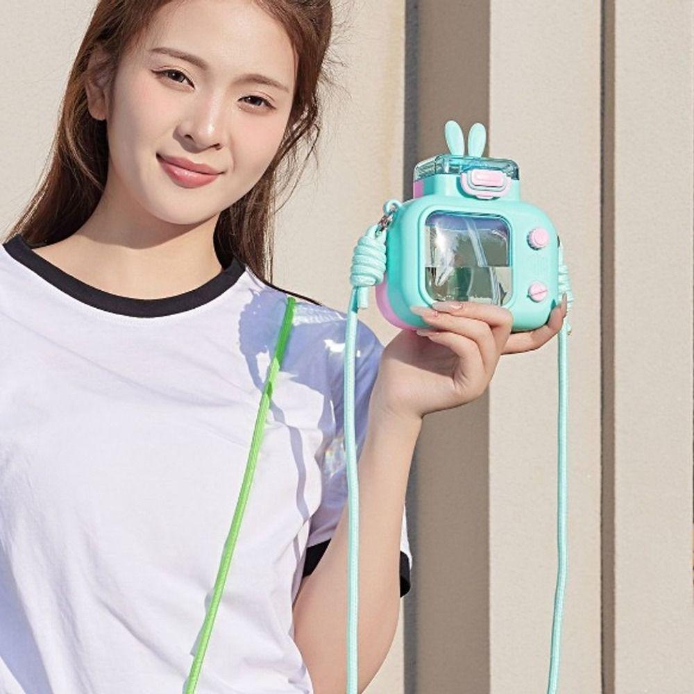 600ml Straw Water Cup Portable Drinking Cup Cartoon Rabbit TV Water Bottle  Children's Girl