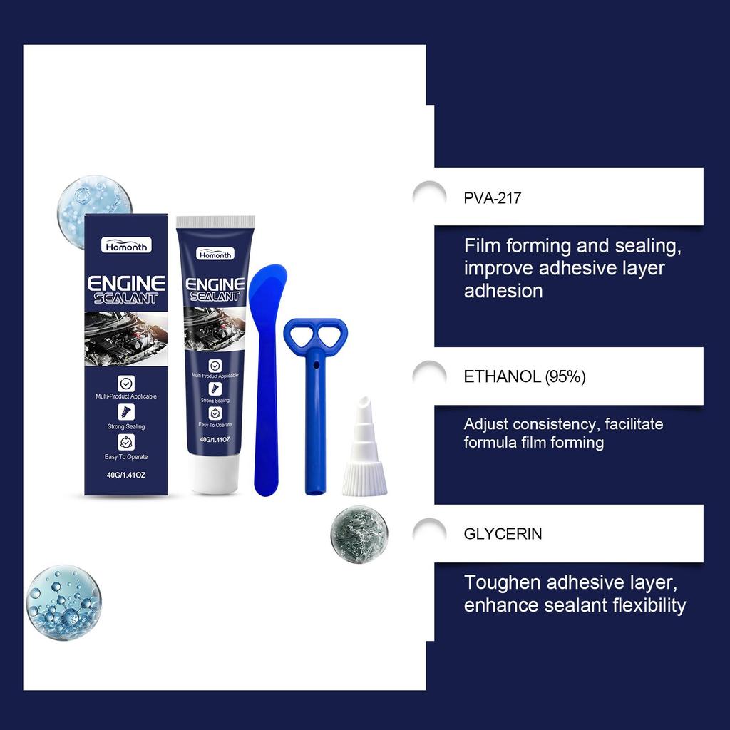 Homonth engine sealant universal waterproof, quick-drying and low-odor engine maintenance for automobiles and motorcycles 1set