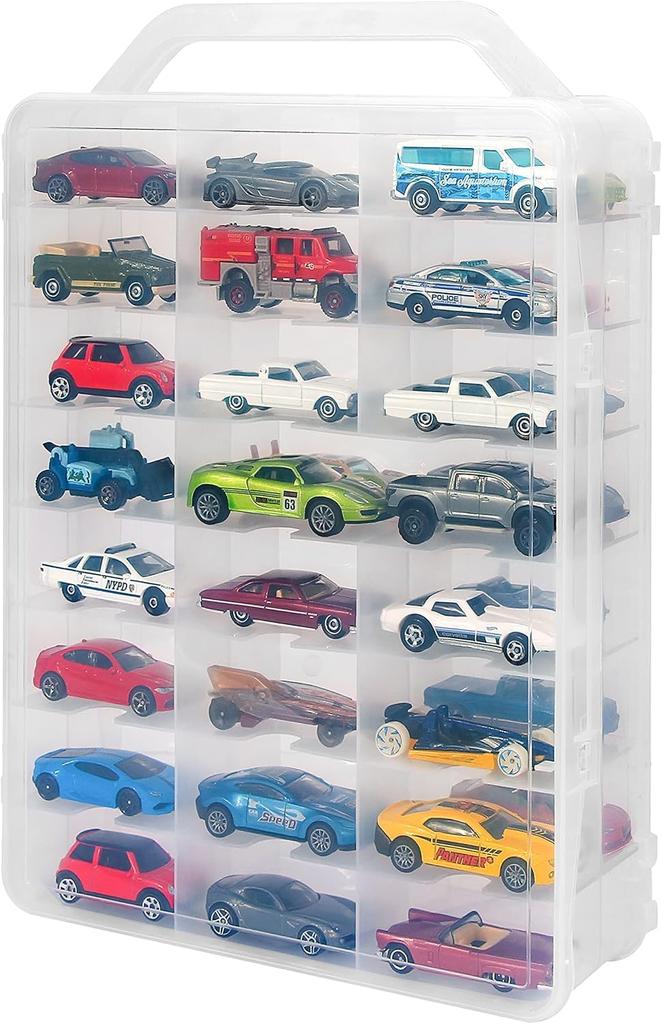 Yoimize Storage Car Case with Holds Up To 48 Fits Scale Ideal for Home Storage Double-Sided Handle, Cars, 1/64 Cars, Portable,