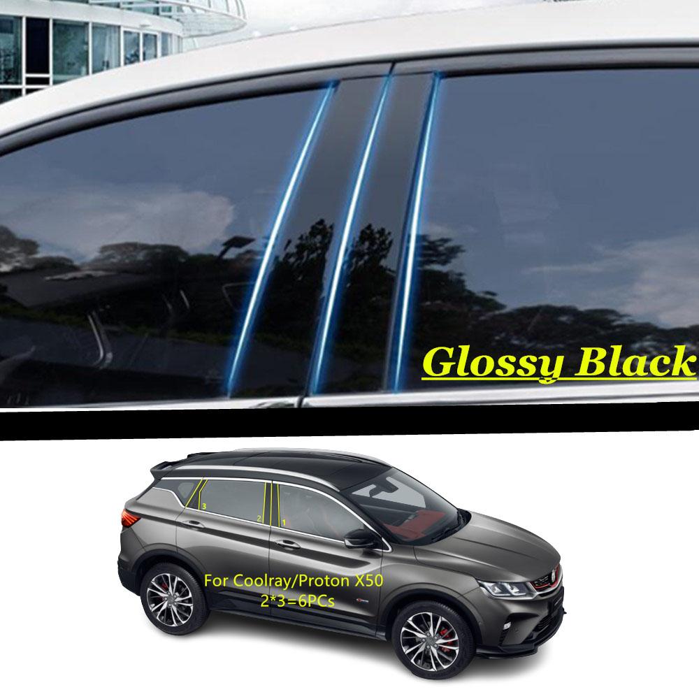 Car TPU/Glossy Mirror Pillar Post Cover For Geely Coolray/Proton X50 -2024 Door Trim Window Molding Sticker 6pcs