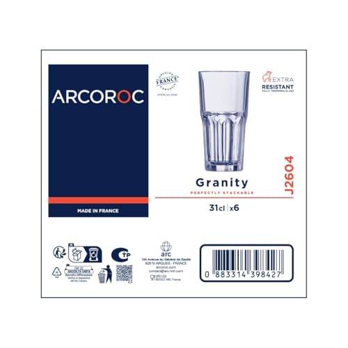 ALC International Granity Tumbler, 310cc, J2605, Fully Strengthened Soda Glass, France (Pack of 6), RGLL101