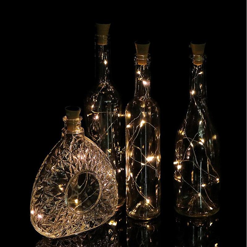 2M Solar Energy Cork Wine Bottle Lights LED Strings Copper Wire Colorful Fairy Lights String for Christmas Party Wedding Decor