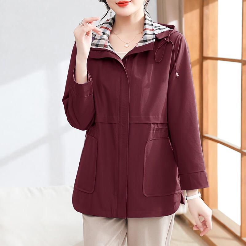 XUEXI Women's Hooded Windbreaker Jacket for Middle-Aged Women