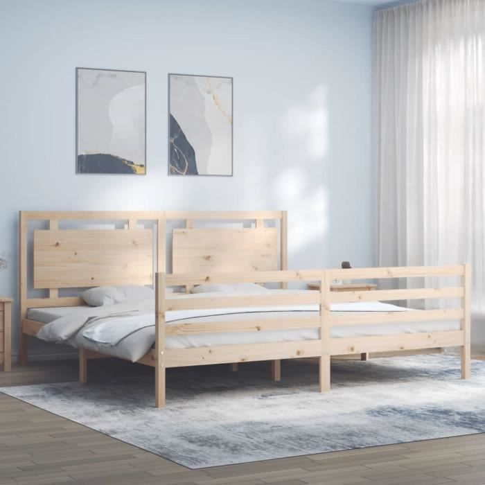 VidaXL Cadre de lit avec tête de lit 200x200 cm bois massif 3194071