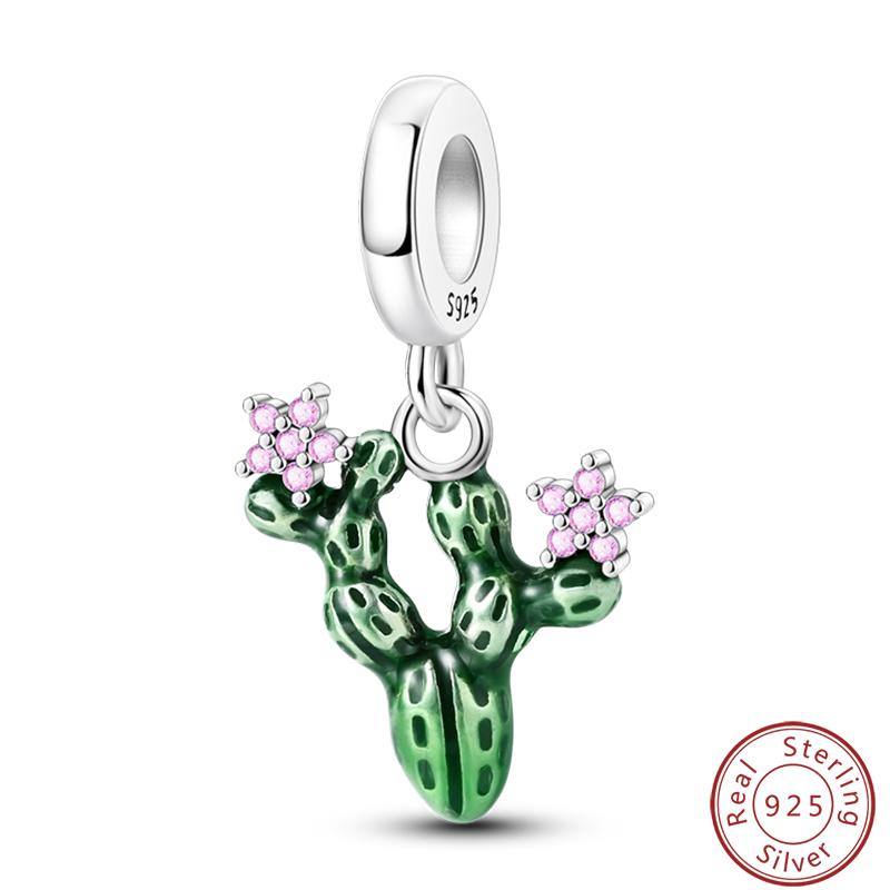 Green Series Copper Lucky Clover Avocado Cactus Spring Charms Beads 3Mm Diy Fine Jewelry Making