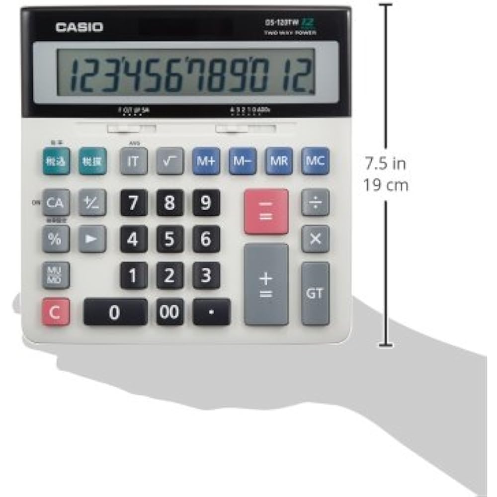Casio Standard Calculator, Tax Calculation/Adder Method, Desk Type, 12 Digits, DS-120TW