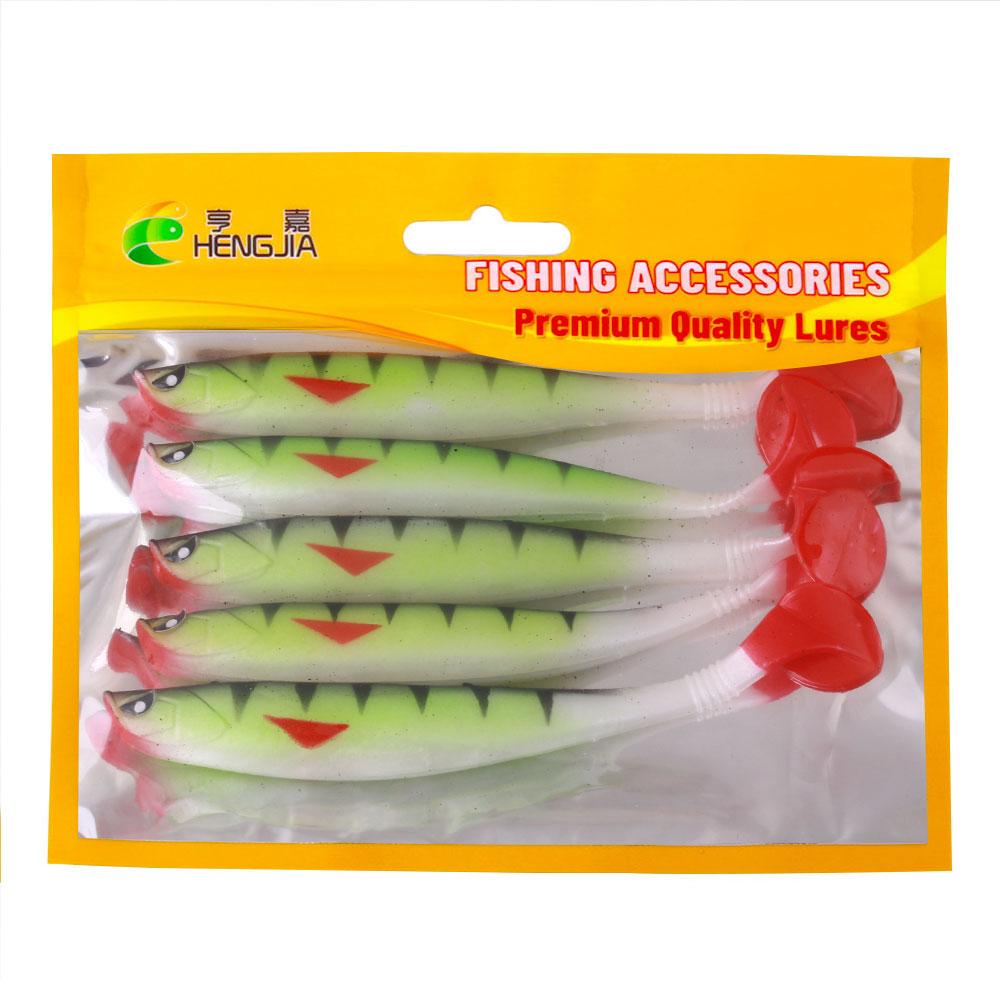 5pcs/bag Soft Lures 11CM-8.3G Fishing Lure Wobblers Double Color Aritificial T Tail Silicone Bait Swimbait Bass Pike Tackle