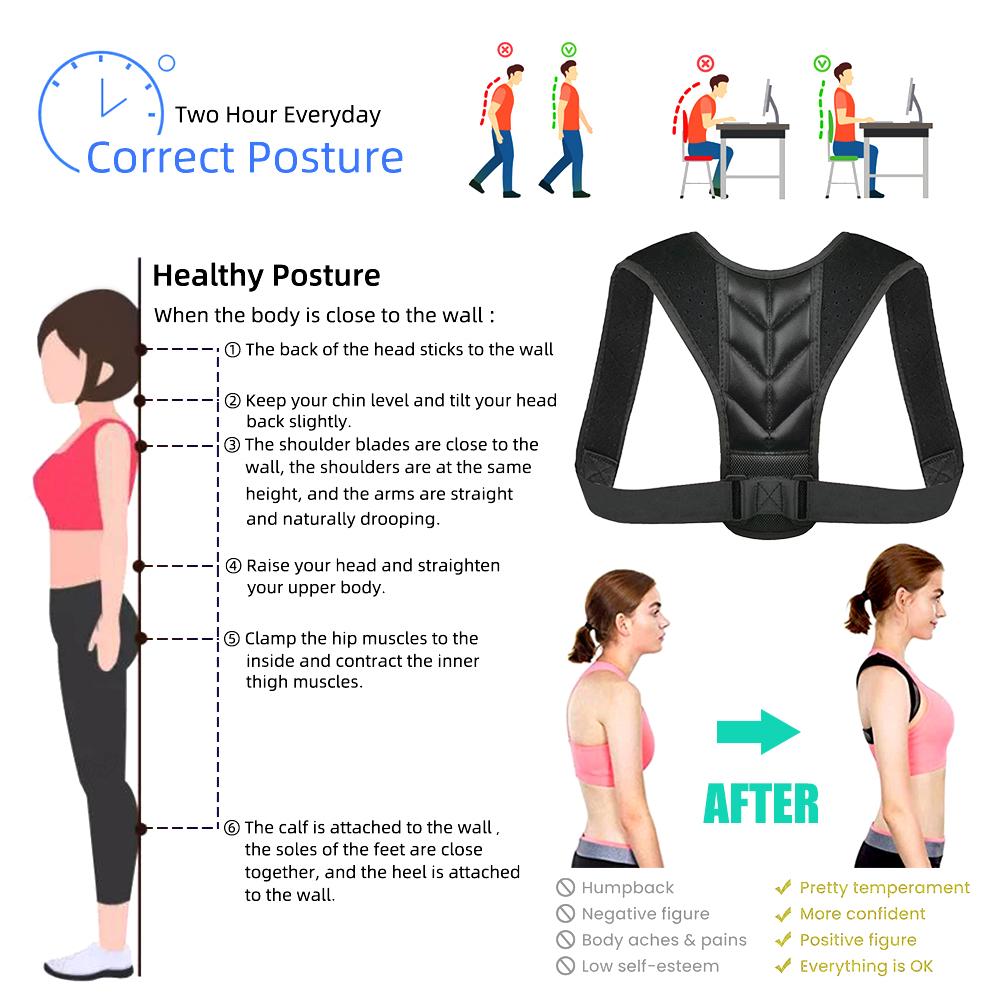 Adjustable Back Posture Corrector Body Shape Clavicle Spine Back Support Belt Posture Correction for Men Women Humpback