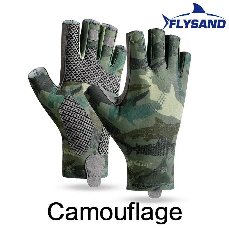 

Outdoor Fishing Gloves Men s Breathable Half Finger Sunscreen Non-slip Wear Cool Ice Silk Spring Summer Fishing Accessories L камуфляжный