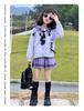 Kuromi School Style Girls' Cosplay Outfit: Sweater, Shirt, Plaid Skirt - Three-Piece Set for Spring/Autumn Performance.