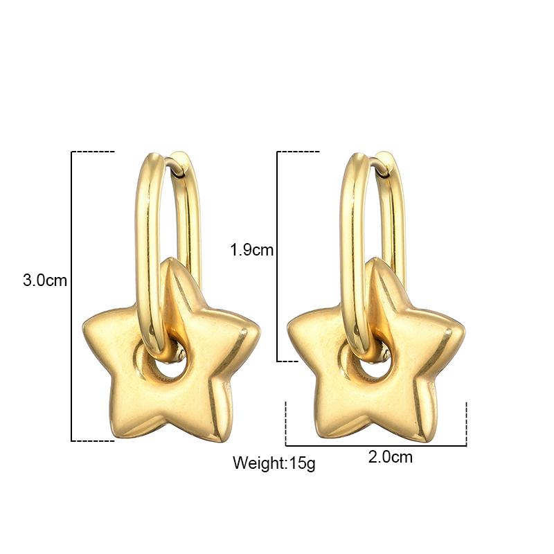 2026 Fashion Stainless Steel Star Moon Heart Pendant Oval Rectangle Hoop Earrings For Women Gold Silver Color Trendy Jewerly