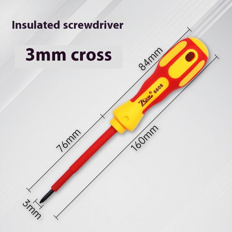 1Pc Insulated Magnetic Multifunctional Screwdriver - Cross/Slotted Bits For Electrician Maintenance Professional Hand Tool