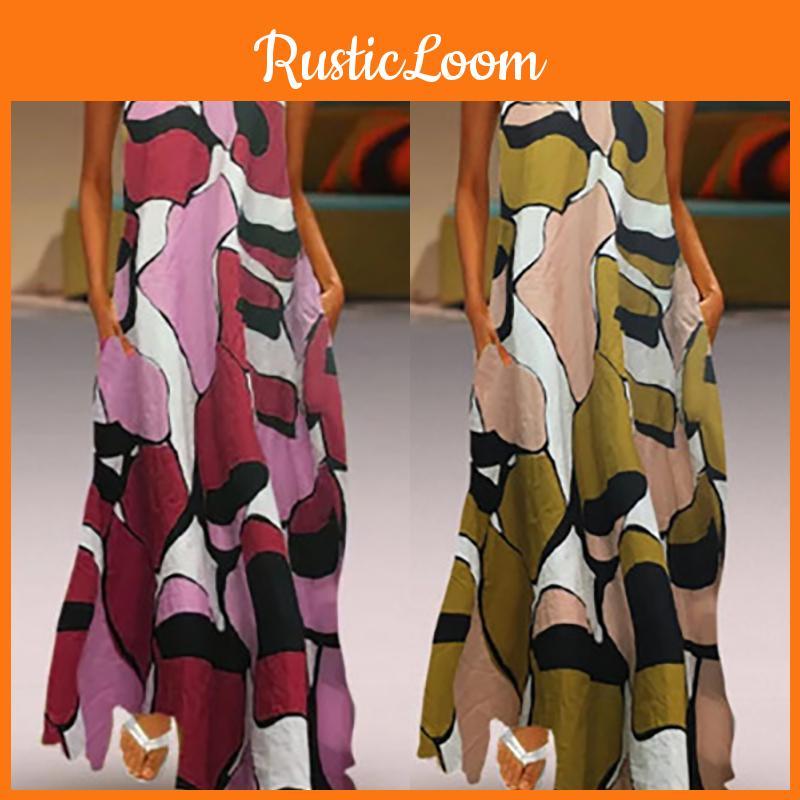 Elegant Women Long Maxi Dress Floral Print Split Hem Sleeveless Shirt Dress Plus Size For Every Occasion