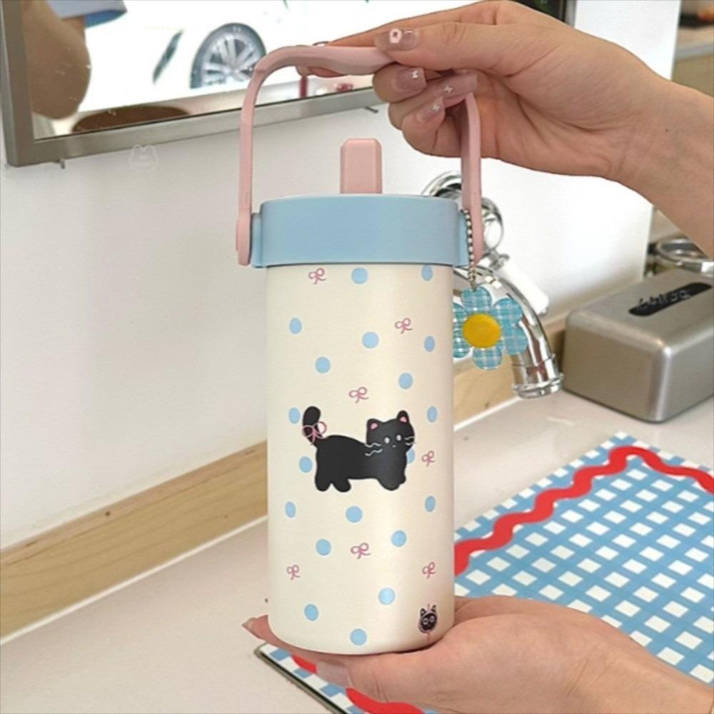 Water Cup Portable Insulated Cup Stainless Steel Cute Cat Thermos Mug  Cold/Hot Water