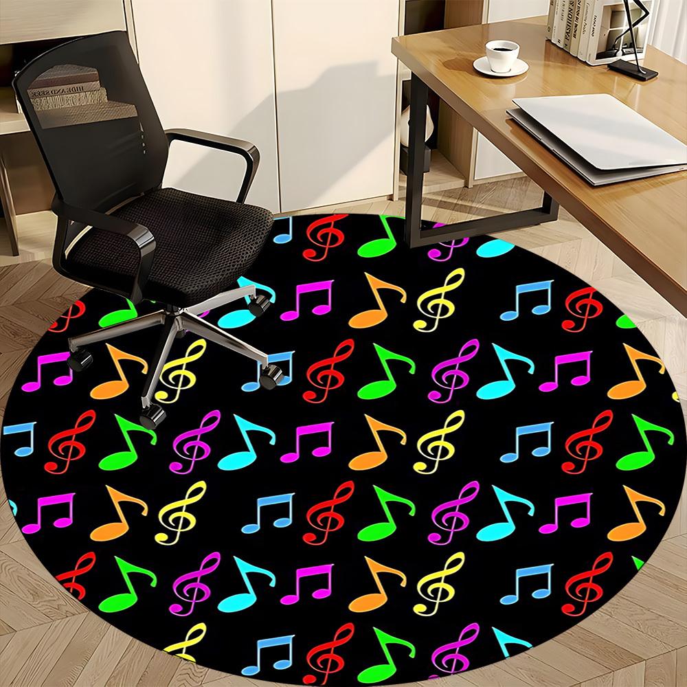 1pc Music Notes Pattern Chair Carpet for Office, Soft, Non-Slip Polyester Mat, Office, Living Room, Bedroom, Durable Polyester Yy251207177