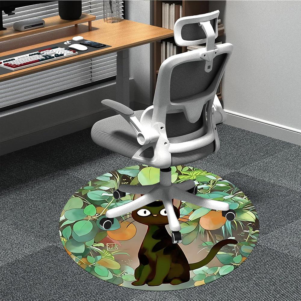1pc Cat Garden Office Round Area Rug, Under Office Chairs Bedroom Living Room Home Decor, Room Deco, Available In Various Sizes