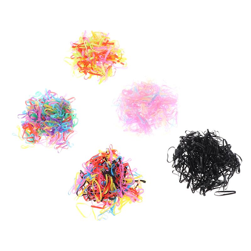 1000Pcs Disposable Rubber Bands Elastic Hair Ties Rings Band Kids Girl Ponytails