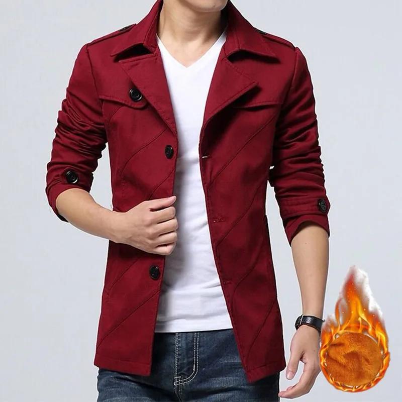 Man Autumn Winter Trench Coat Streetwear Windbreaker Trench Coat Men Solid Business Casual Loose Long Overcoat Streetwear Blazer