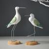 2pcs Wooden Seagull Statues – Nautical Coastal Bird Figurines for Beach Home Decor