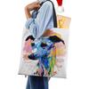 Women Handbag Linen Totes with Dog Print Casual Traveling Beach Gift Bags KTY