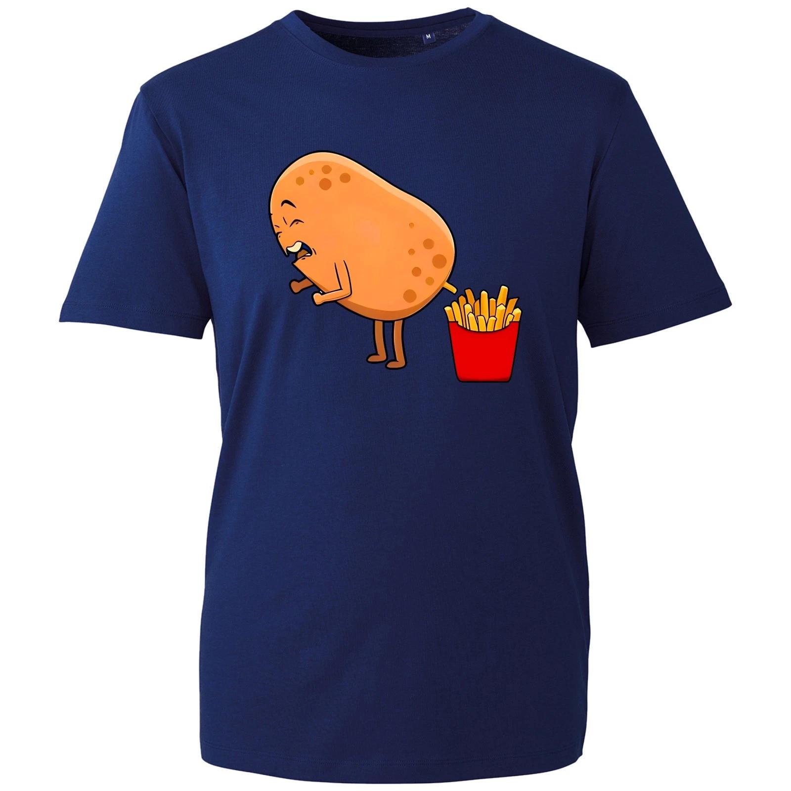 Potato And French Fries T-Shirt, Novelty Funny Food Lovers Mens Unisex Gift Tee 4XL