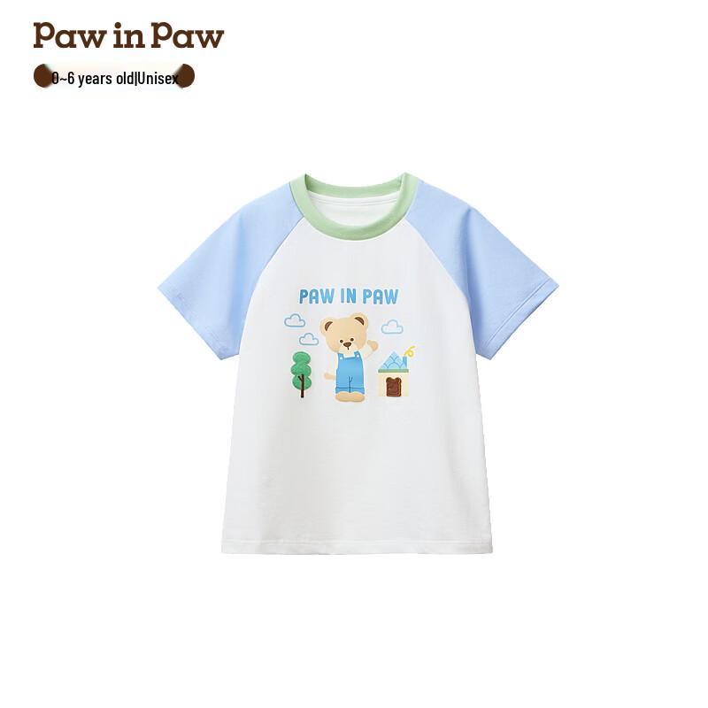 PawinPaw Kids  Cartoon Bear Round Neck T-Shirt 130