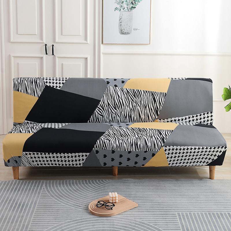 Armless Sofa Bed Cover Spandex Stretch Futon Slipcover Elastic Full Folding Couch Sofa Shield Fitted Full Folding Sofa Slipcover