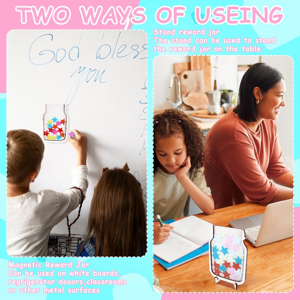 3 Pcs Magnetic Reward Jars, Reward Jars For Kids, Reward Jar Magnetic, Classroom Reward Jar, Star Jar Reward System For Classroo