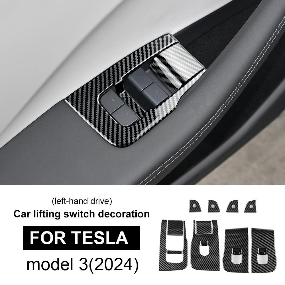 ABS Carbon Fiber Steering Wheel Frame Cover For Tesla Model 3 Highland 2025 Model Y Juniper 2025 Trim Car Interior Accessories