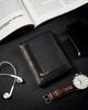 Men's vertical foldable wallet with a zipper pocket, genuine leather - Rovicky