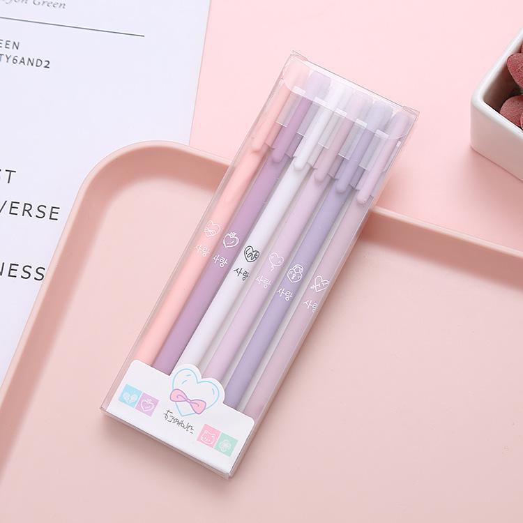 Morandi Color Neutral Black Bullet Pens - Set of 6 for Students and Office Use